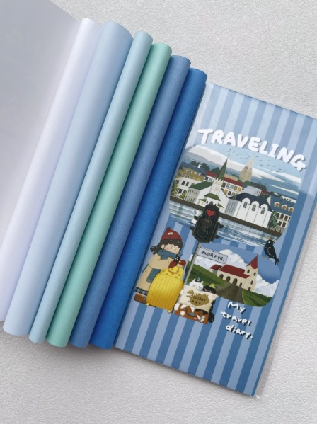 Xiami Studio Mixed Papers A5 Slim Notebook Traveling blue cover with blue papers