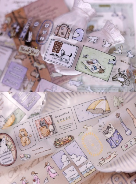 Xiaobaijia Furry Friends Kiss-Cut PET Tape