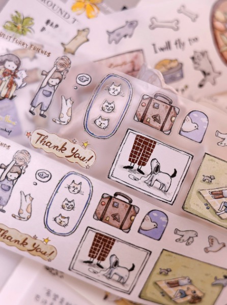 Xiaobaijia Furry Friends Kiss-Cut PET Tape