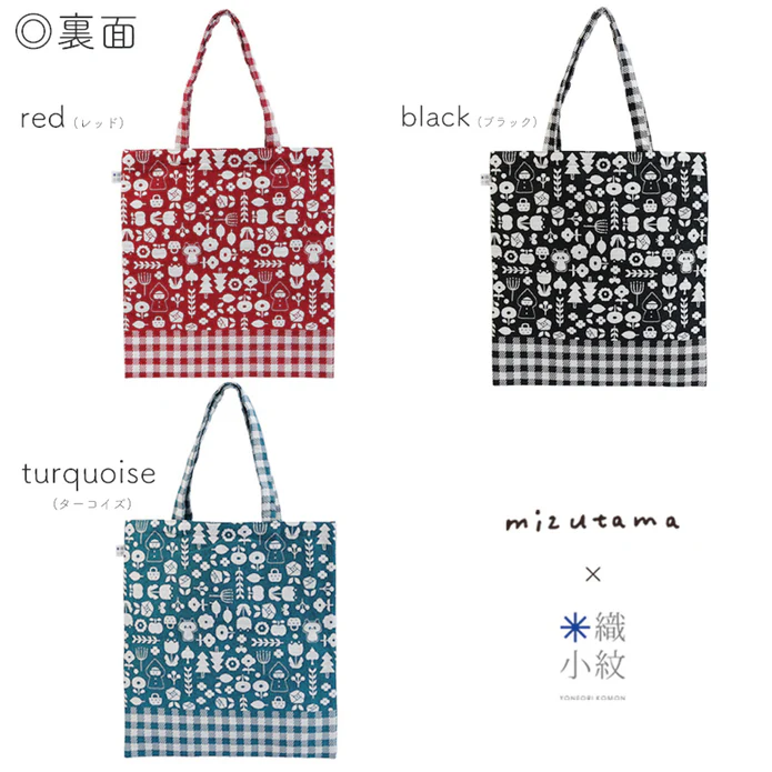 Mizutama "Hana & Check" Tote Bag