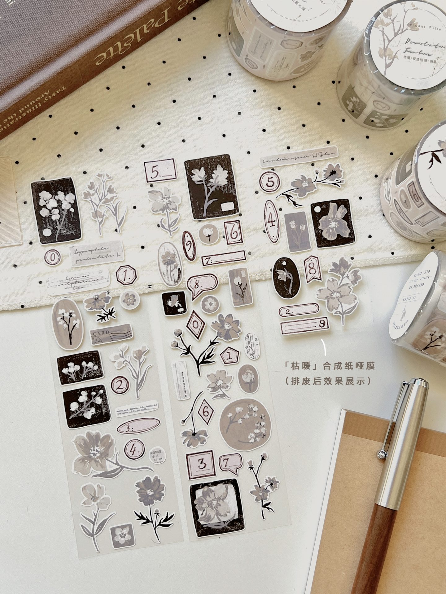Freckles Tea "Little Spring Days" Desolate Ember Kiss-cut PET Tape
